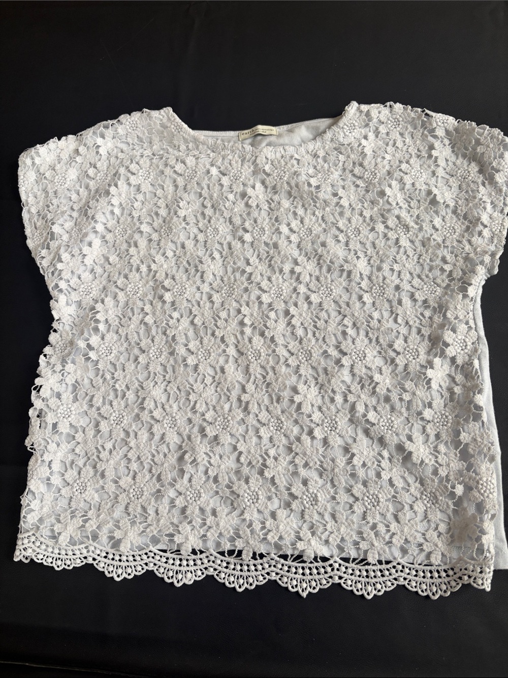 Earth Music & Ecology White Crochet Lace Tank Top